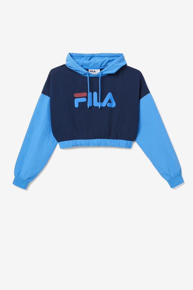 Fila Hoodie Womens Blue Saachi - Ireland 61408-BVDU